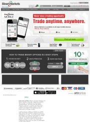 Binary Markets Home Page Screenshot