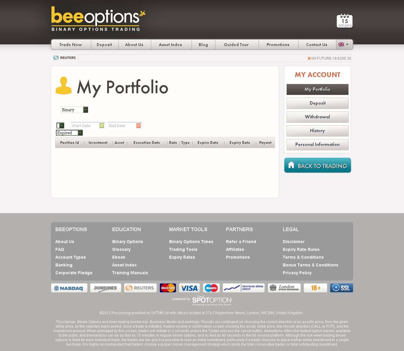 Beeoptions binary trading